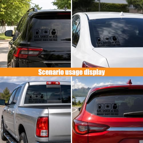Image of GLSOWEE Gas Grass or Ass Sticker for Cars, Nobody Rides for Free Decal