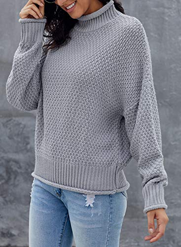 Image of Dokotoo Womens 2026 Winter Fall Solid Turtleneck High Neck Balloon Long Sleeve Sweaters Pullover Outerwear