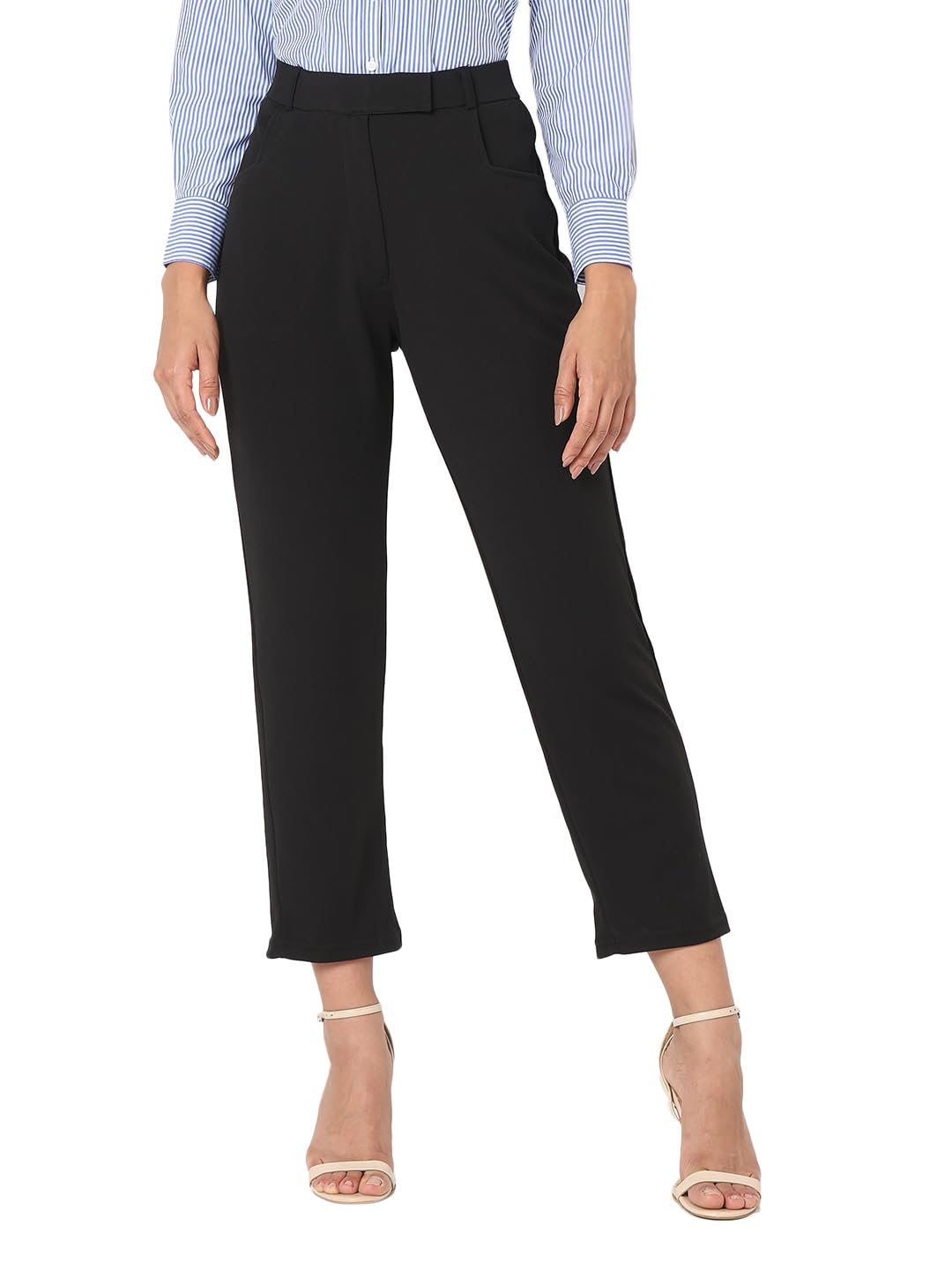 Smarty Pants Women's Cotton Lycra Straight fit Formal Trouser