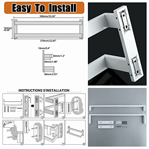 Alise Double Bath Towel Bars Towel Racks For Bathroom Lavatory,Wall Mount Towel Holder Sus304 Stainless Steel Towel Hanger Towel Rail White Finish,23.2 Inch #TOP5