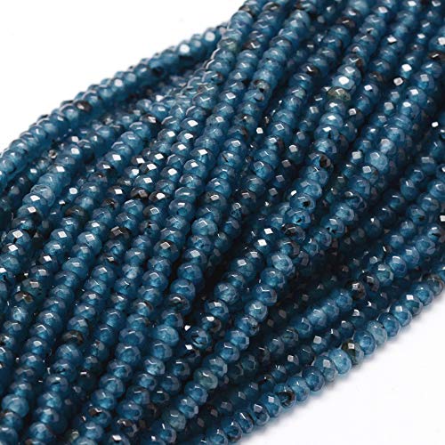 PerlinGemstone Beads Agate Stone 4 mm Marine Blue Pack of 30 Faceted Rondelle Gemstones Semi-Precious Gemstone Beads