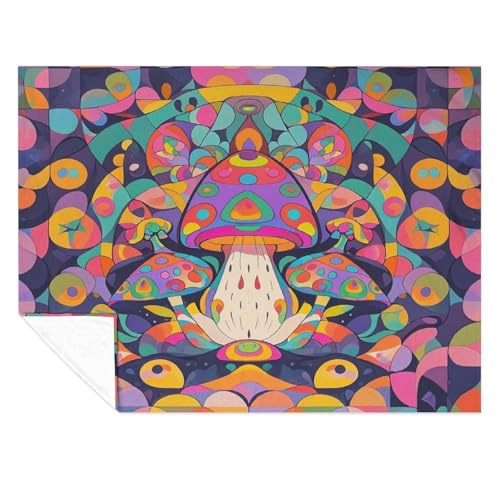 Couverture en micro polaire pour lit et canapé plaid design champignon - 7