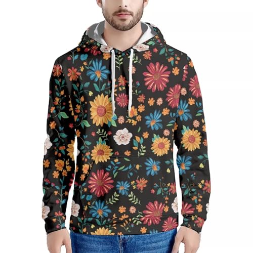 Image of Forchrinse Green Palm Tree Sea Beach Mens Hoodies Pullover Long Sleeve Fleece Hoodie Cozy Sport Casual Outwear