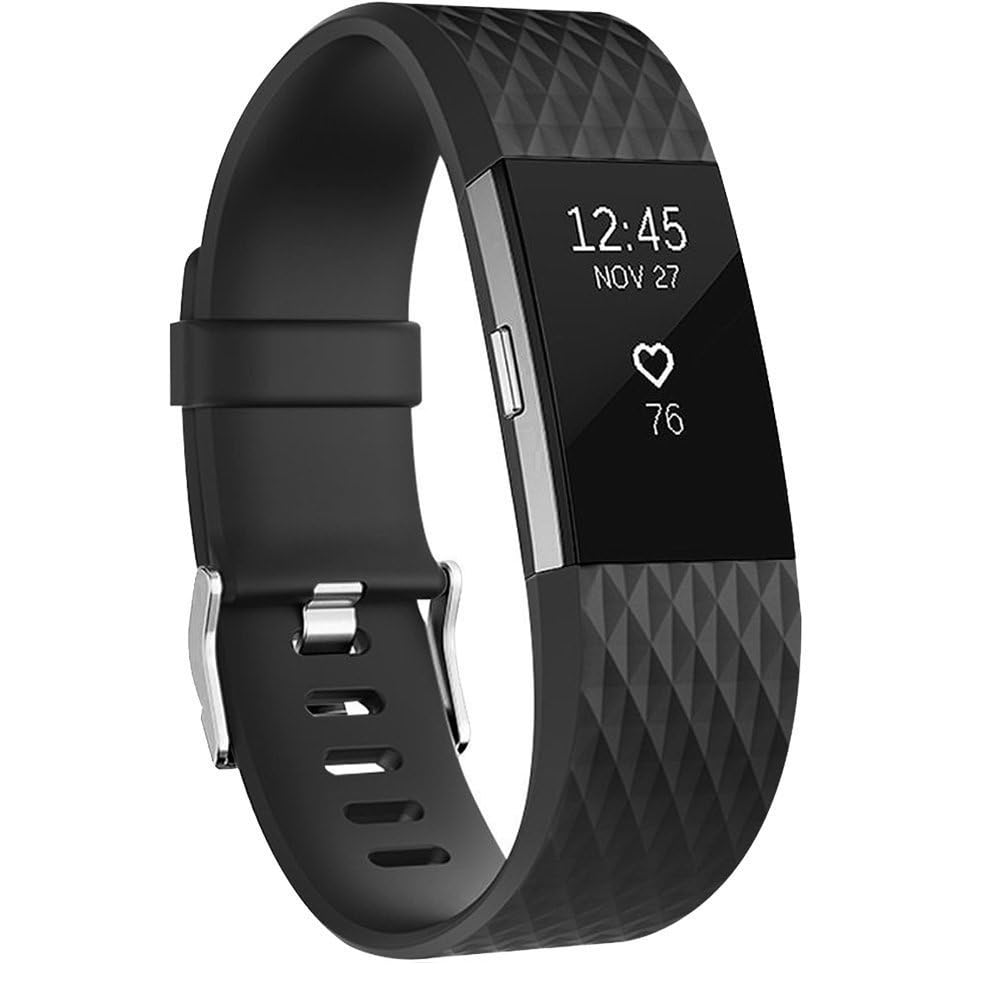 INF Strap for Fitbit Charge 2 Silicone Sport Soft Replacement Strap Watch Strap(L), Stable with Stainless Steel Clasp, Fits 170-205mm Wrist Circumference, Comfortable Sport Bracelet for Fitness Activi