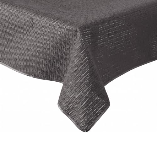 Tischdecke Outdoor Wetterfest rutschfest & UV-Beständig in 7 Farben - Weichschaum PVC Tischdecke Abwaschbar & Waschbar bei 30C - Gartentischdecke Rechteckig 130x160 cm Dunkelgrau