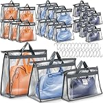 20 Pack Clear Dust Cover Handbag Storage Organizer 3 Size, Grey