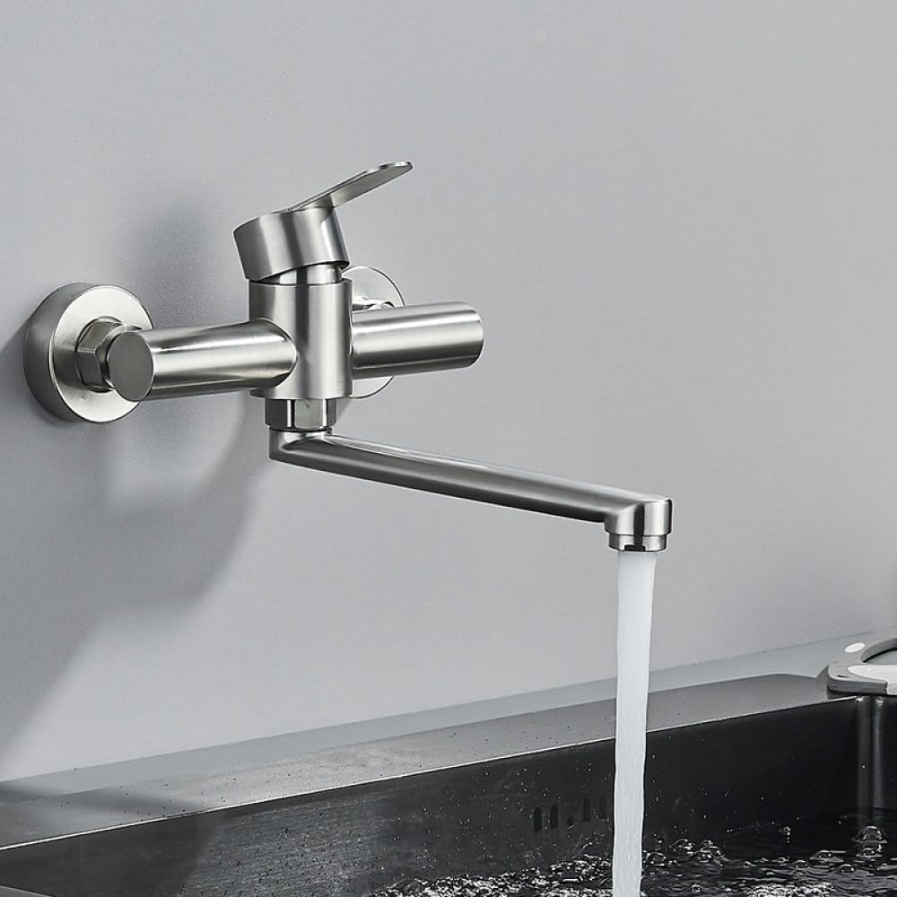Mélangeur de robinet mural en nickel brossé durable de 23 cm