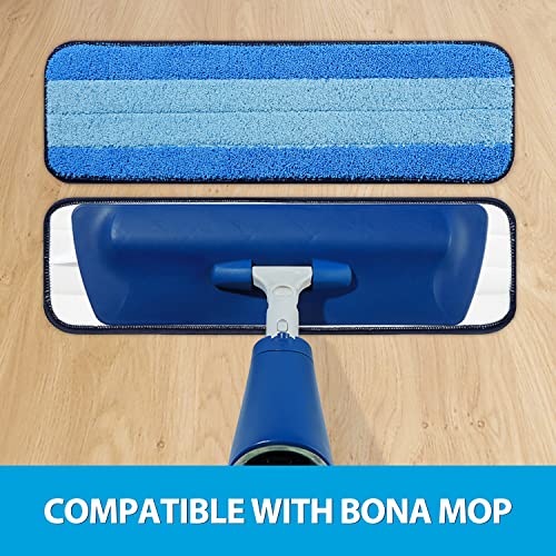 MR. SCRUB 6 Pack Microfiber Cleaning Pads for Bona Mop, Safe for Hardwood and Hard-Surface Floors, Reusable Microfiber Mop Pads for 18 Inch Mop, No Residue, Super-Absorbent, Over 500 Machine Washes