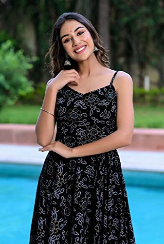 Image of Women Gown with Bandhej Print