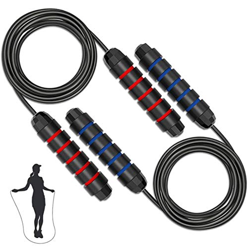 Jump Rope, Tangle-Free Rapid Speed Jumping Rope Cable with Ball Bearings for Women, Men, and Kids Foam Handles Ideal for Aerobic Exercise Like Speed Training, Endurance Training and Fitness Gym-2 Pack