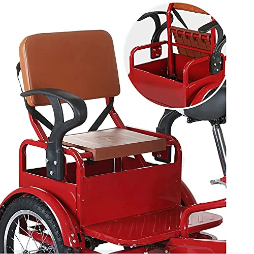 Triciclo plegable para adultos de 16 pulgadas, bicicleta de tres ruedas con cesta grande y asiento trasero para recreo, compras y ejercicio, color rojo miniatura 4