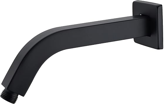 Angled Shower Arm with Flange,Square Shaped Shower Arm 8 Inches Wall-Mounted for Fixed Shower Head Replacement Stainless Steel, Matte Black
