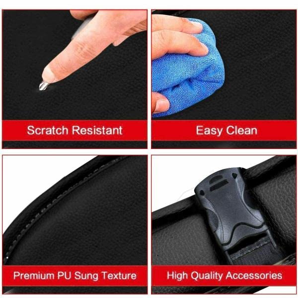 Image of Premium PU Leather Auto Car Back-Seat Organizer with Tray, Multi-pocket Storage, Tablet Holder, Bottle and Tissue Paper Holder, Mobile Holder and Tray for food