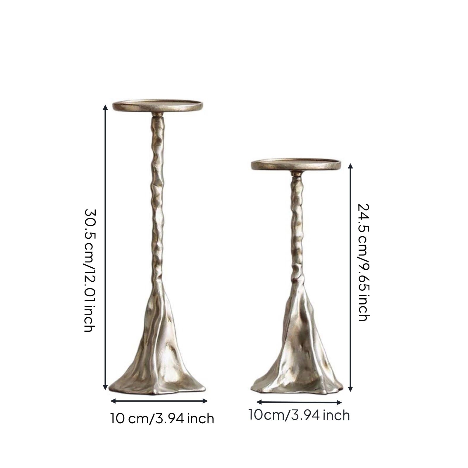 2 Stück silberner Kerzenhalter Luxus-Optik Vintage-kerzenständer romantische atmosphäre Metall-kerzenständer für Wohnzimmer, tischdeko, Silber