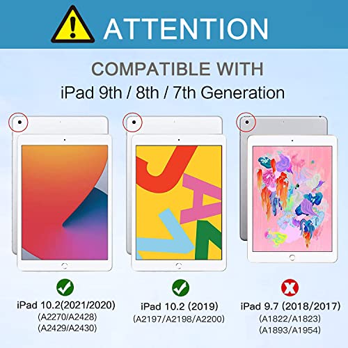 ZoneFoker Case for iPad 9th/8th/7th Generation, iPad 10.2 inch Case 2021/2020/2019, 360 Degree Rotating Stand - Image 2