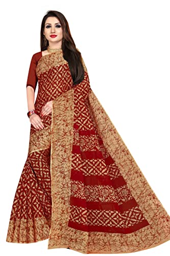 TAMAIRA FASHION Women's Plain Weave Pure Cotton Saree Without Blo...