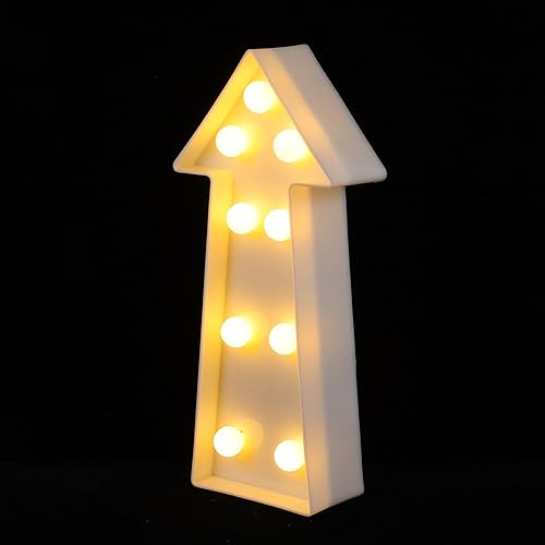 Letrero de flecha 3D con luz LED de plástico en forma de flecha, letrero iluminado para decoración de pared para sala de cumpleaños, boda,