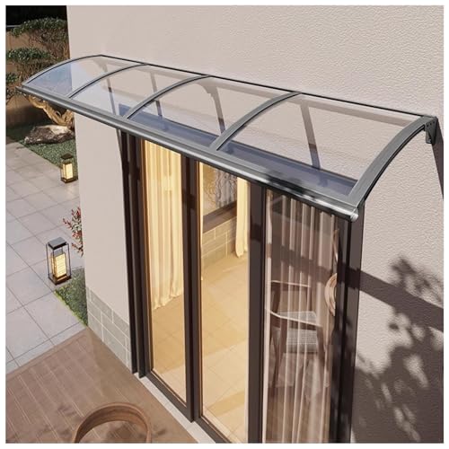 Auvent de porte en polycarbonate 45x300 cm avec support robuste