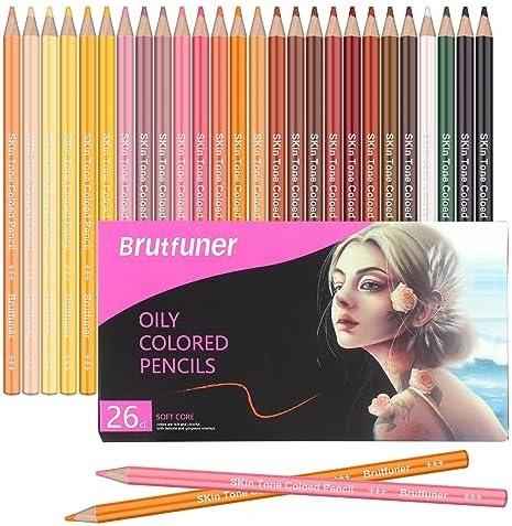 MARTCOLOR Skin Tone Colored Pencils – 24 Colors For Portraits, Drawing & Blending, Professional Artist Set