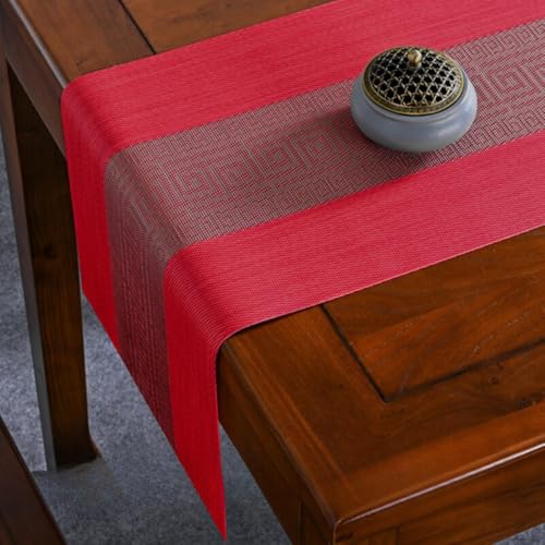 Image of Dining Table Placemats & Runner Set - Heat Resistant, Washable & Stain Resistant Woven Vinyl Mats | Table Runner & 4 Placemats Set for Stylish Dining (45x30 cm Placemats, 180x30 cm Runner)