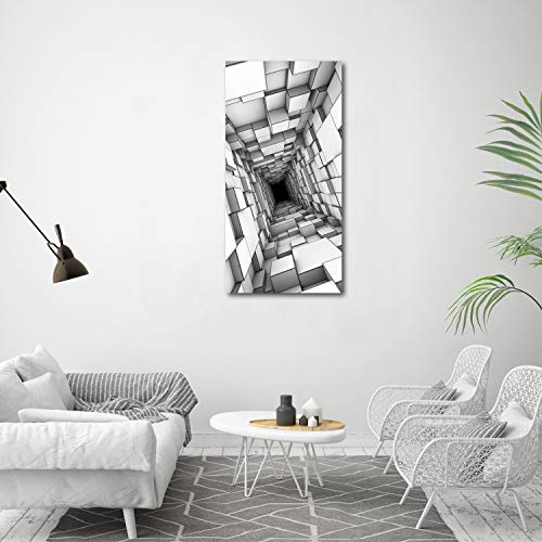 Impression sur verre 60x120 cm gris tableau panoramique tunnel cubes - 4