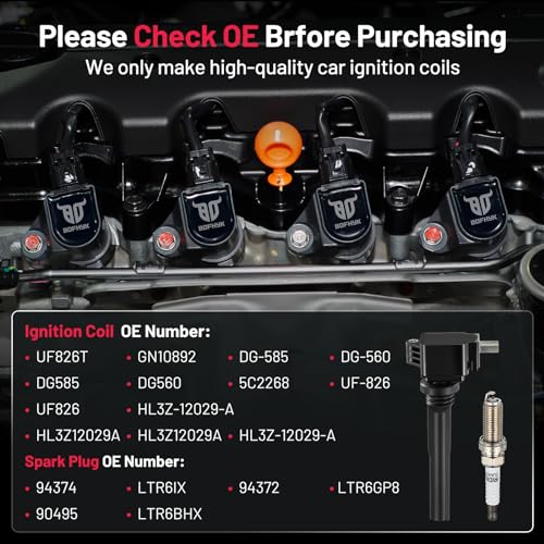 Image of BDFHYK Ignition Coil Pack UF826 and Iridium Spark Plugs 94372 Compatible with Ford F150 2017-2019 Expedition 2018-2019 Lincoln Navigator 2018-2019 3.5L V6 Ford Oem Coil Pack Coil for GN10892 Set of 6
