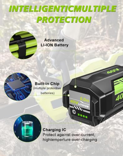 Image of 2Pack 6.0Ah Replacement for Ryobi 40V Battery | Compatible with Ryobi 40 Volt Battery OP4026A OP4040 OP4030 OP4050 OP4060 and Power Tools
