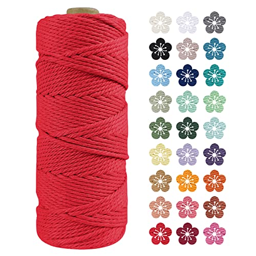 LEREATI Macrame Cord 2mm x 100m, Thick Macrame Rope Natural Cotton Rope Craft String