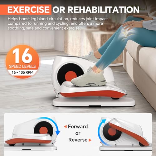 MAXPLUS 2025 New Under Desk Elliptical Machine, Electric Exerciser Pro with 16 Adjustable Speed, Quiet and Fully Assembled with Remote Control & Non-Slip Foot Straps - Image 3