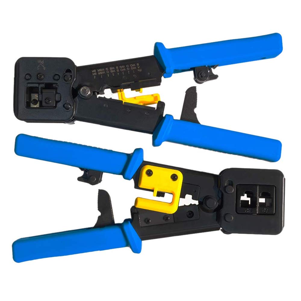 CHZHLM RJ45 Crimp Tool Pass Through Kit with 50PCS Connectors Cable