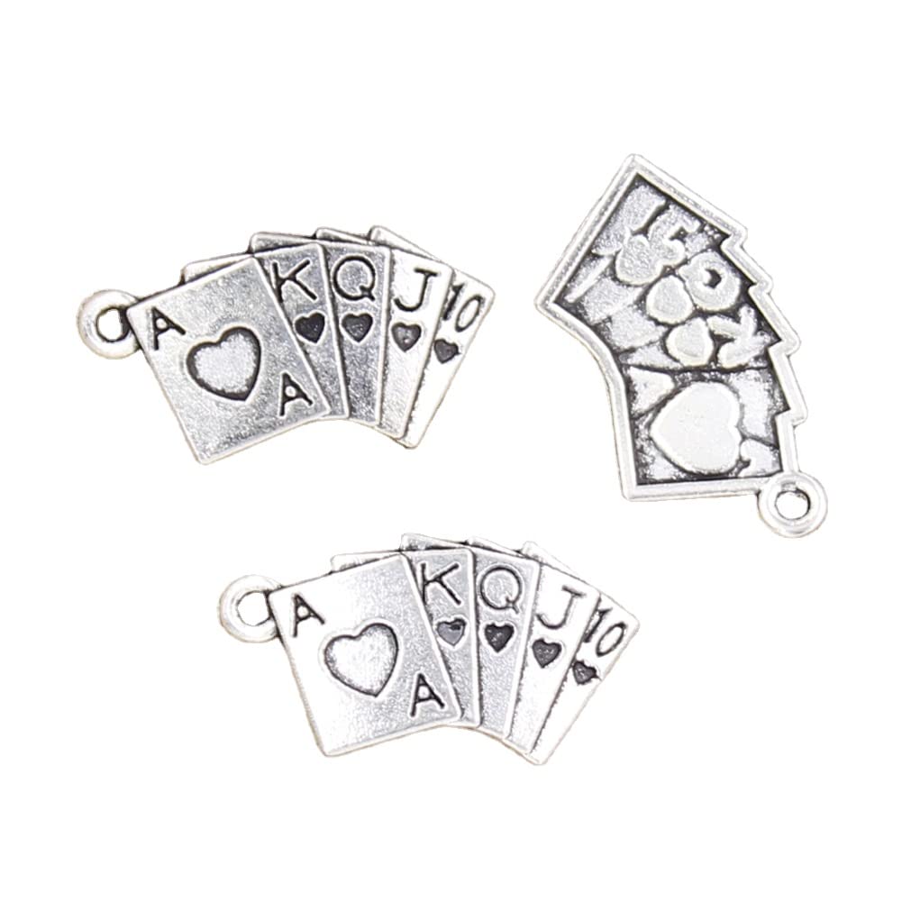 30pcs Charms playing cards poker train seqence 24x13mm Antique Making Vintage Tibetan Silver Zinc Alloy Pendant