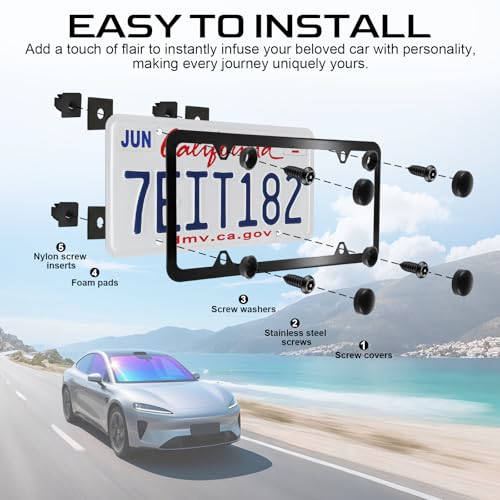 Image of LivTee Anti Theft License Plate Screws Set for Securing Frames and Covers, License Plate Bolts, M6 (1 /4 inch) Tamper Proof Screws, Caps Cover for Front Rear Frame Holder Mounting (Black-4PCS)
