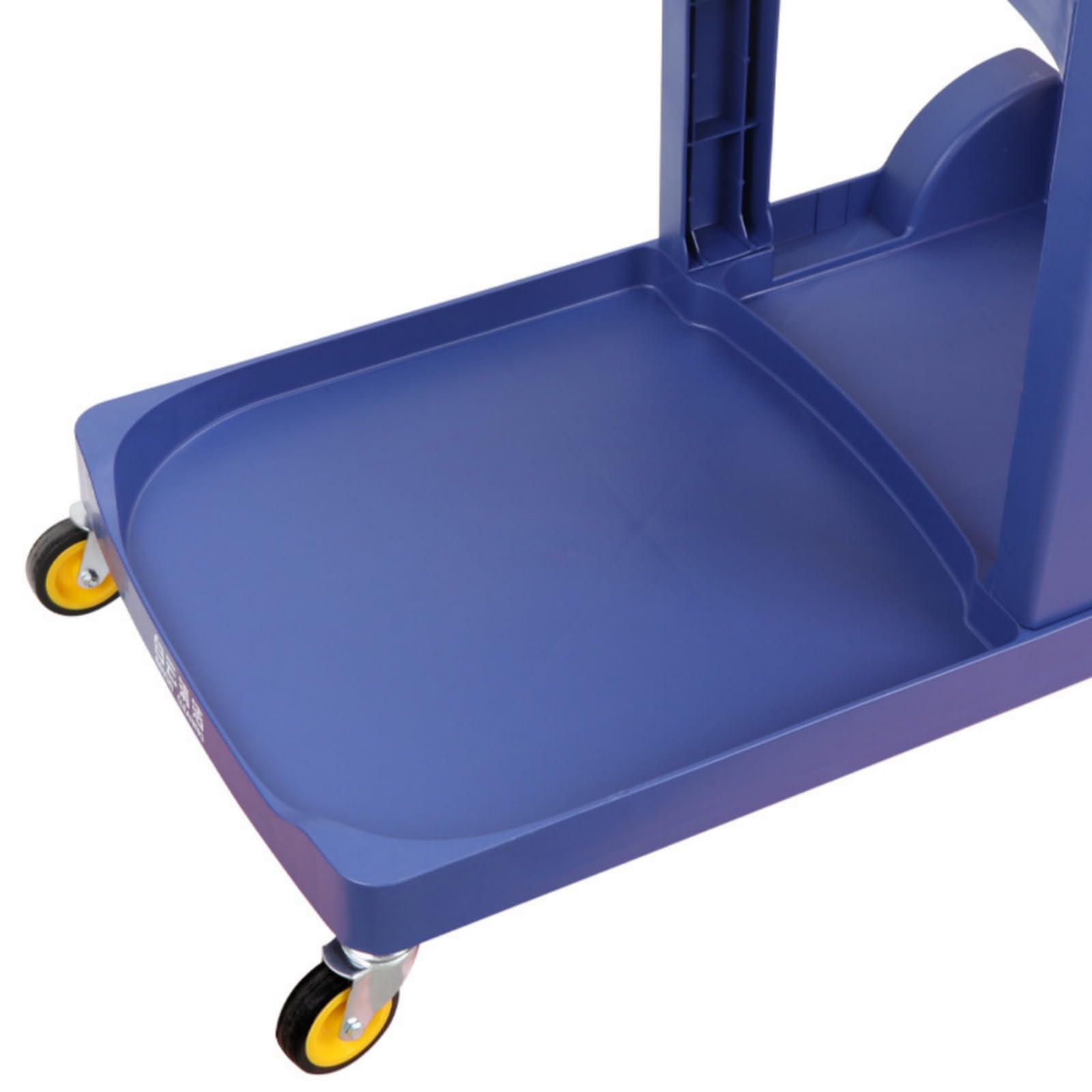 Carrito de limpieza de 3 estantes con bolsa de vinilo amarillo y cubierta, carrito de limpieza con ruedas para limpieza comercial