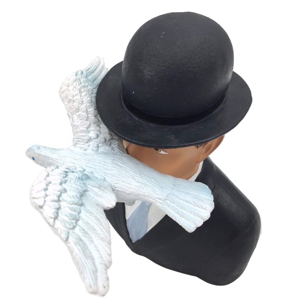 Sculpture - The Man wiht the Bowler Hat - 16cm, replica based on a printing by Rene Magritte #04, White - Image 3