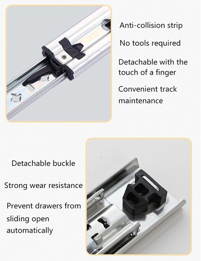 Fully Extendable Three-Stage Ball Bearing Guide Rail Side-Mounted Track(1 Pair)