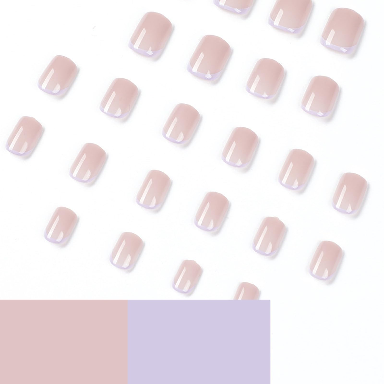 24 Stück French-Kunstnägel – Aufdrücknägel – Volldeckende Kunstnägel in Nude-Weiß, quadratisch, zum Aufkleben – French-Fake-Nägel zum Aufkleben für Frauen und Mädchen, N