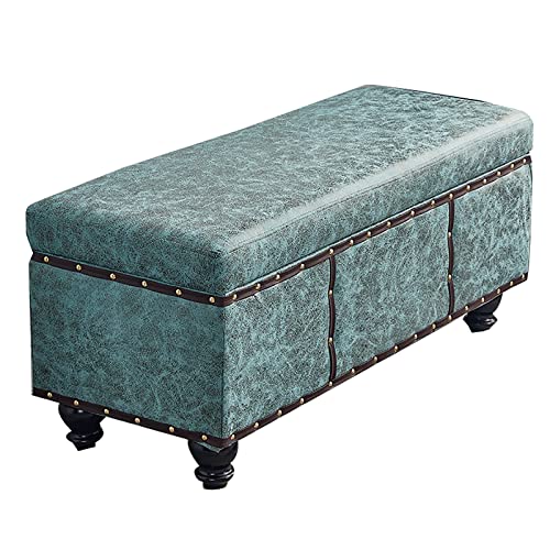 Banc de rangement en cuir rétro vert pour chambre et salon - 2