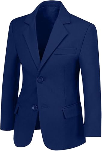 Boy's Blazer Slim Suit Coat with Lapel Blue Formal Prom Wedding Classic Suits Tw