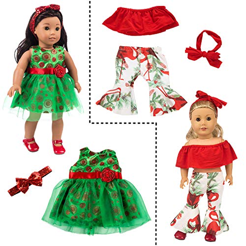 ZITA ELEMENT 22 Pcs Girl Doll Clothes Dress for American 18 Inch Doll Clothes and Accessories - Including 10 Complete Set of Clothing Outfits with Hair Bands, Hair Clips, Crown, Cap and Straw Hat