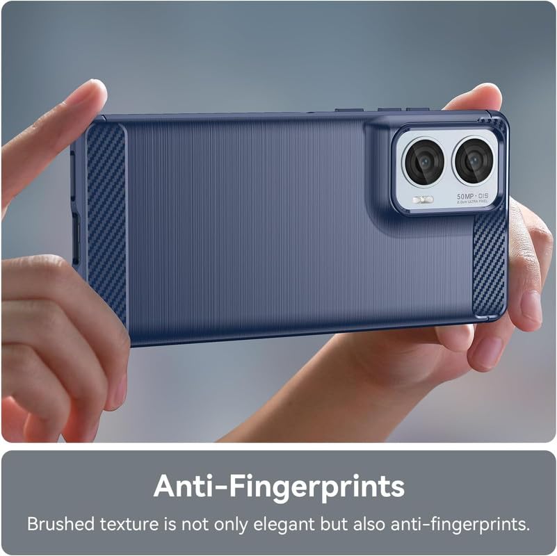 Image of NPRC Hybrid Ultra Slim Protective Case TPU Non-Slip Carbon Fiber Texture Shockproof Case Cover for Moto G8 Power LITE - Blue