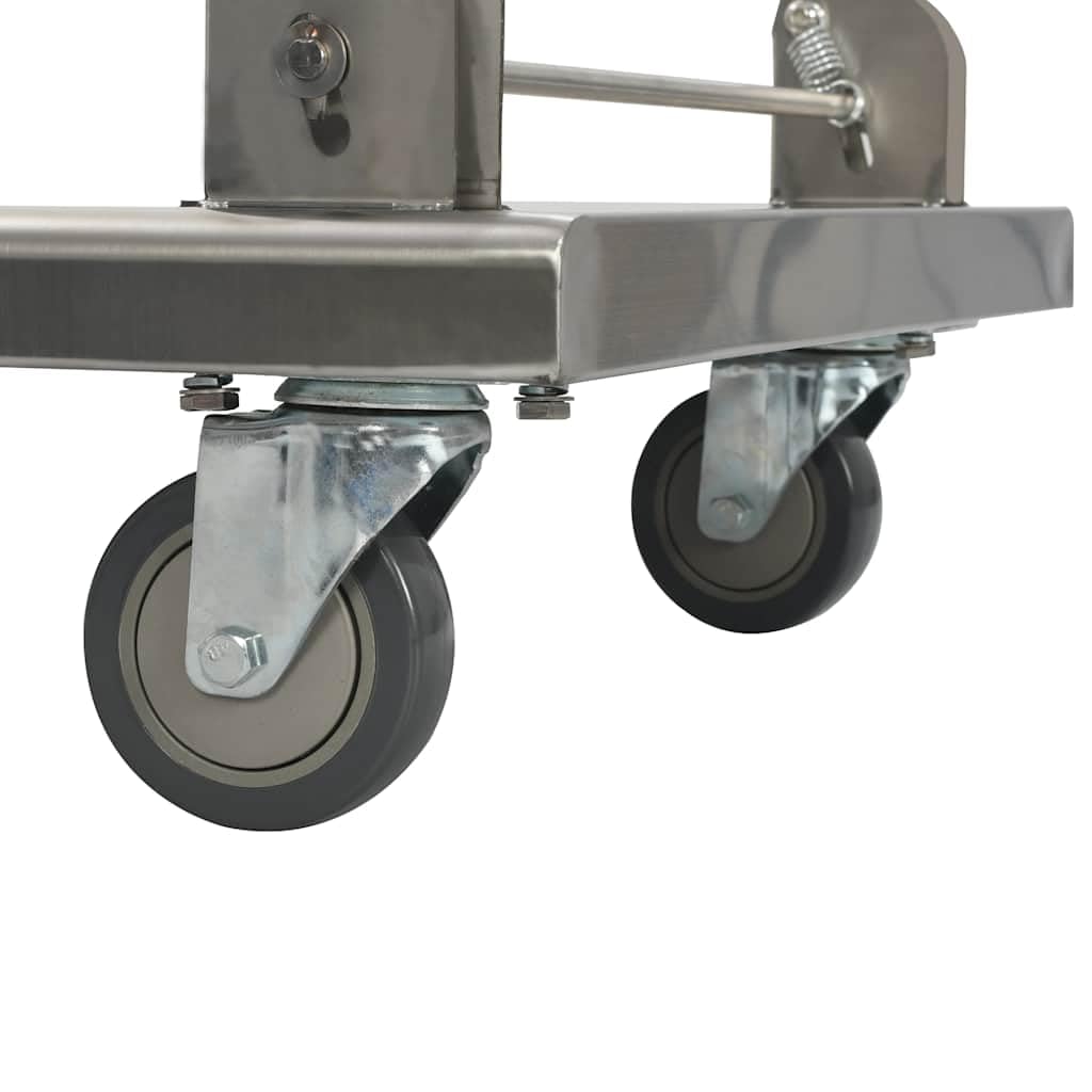 Carrello con piattaforma in acciaio inox argentato, 82 x 53 x 86 cm, con portata di 200 kg, pieghevole, ruote in TPR, ideale come carrello da cucina, carrello da servizio, per buffet e area