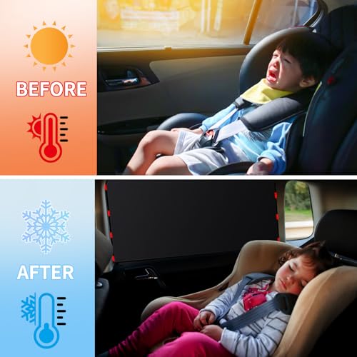 4 Stück Magnetisch Auto Sonnenschutz, Sonnenschutz Auto Vorhang Hinten mit UV Schutz, Reflektierende Hitzeschutz, Sonnenblende Kinder Auto Verdunkelung Fenster Erwachsene und Haustiere, Schwarz