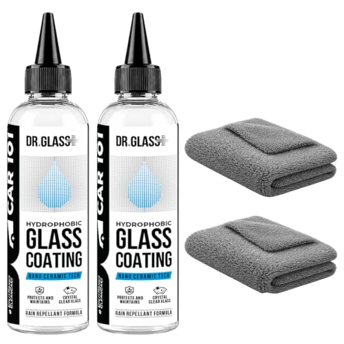 Image of CAR101 Dr Glass Hydrophobic Glass Coating | Rain repellent /Water Repellent for Car Windshield & Windows | Crystal Clear Visibility|Long Lasting|Improves Vision in Rain|Ideal for Monsoon (Pack Of 2)