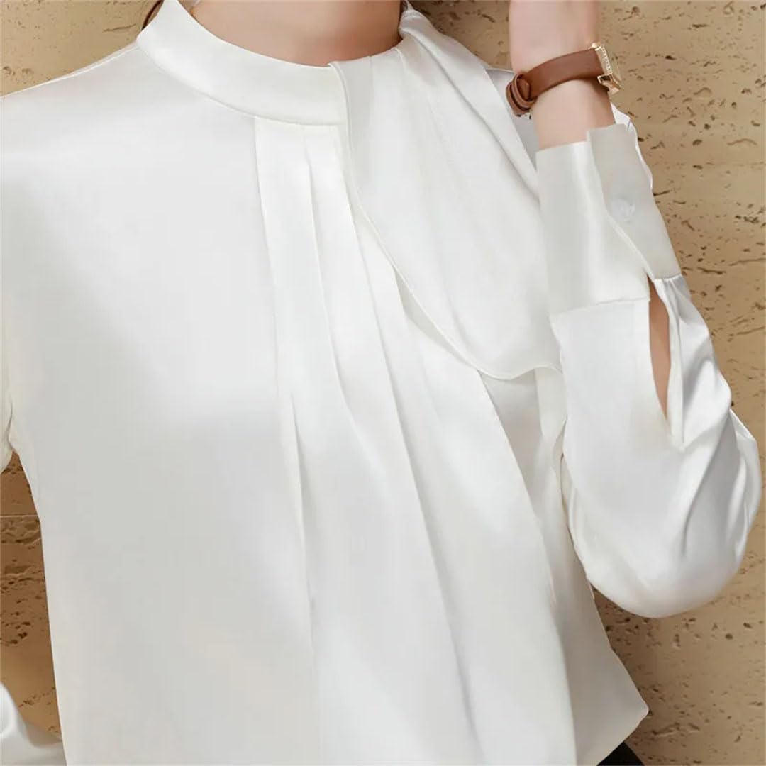 Camicia da donna con volant elegante temperamento manica lunga chiffon camicette ufficio signore lavoro top