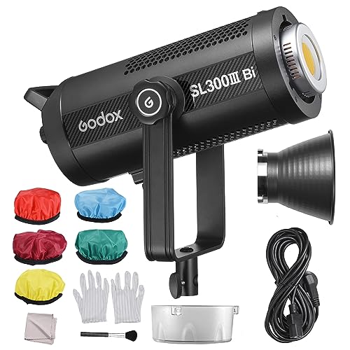 Godox SL300IIIBi Luz fotográfica 330W luz de vídeo LED para estúdio 2800K-6500K regulável 9 efeitos de luz FX CRI96 TLCI97 aplicação de montagem Bowens controlo remoto para fotografia transmissão
