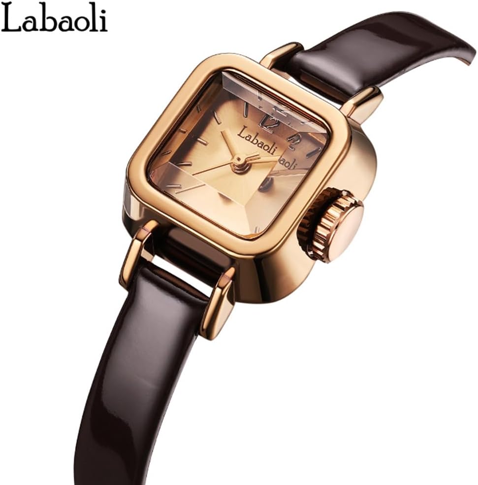 Watches for Women Diamond Square Leather Band Fashion Small Slim Light Dress Casual Simple Ladies Female Wife Girls Gifts Luxury Brown Wrist Watch - Image 3