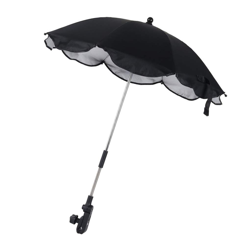 Baby Pram Umbrella, Pushchair Parasol Umbrella UV Parasol for Pushchairs and Buggy Foldable Baby Umbrella Outdoor for Pram, Stroller, Pushchair and Buggy (Black)