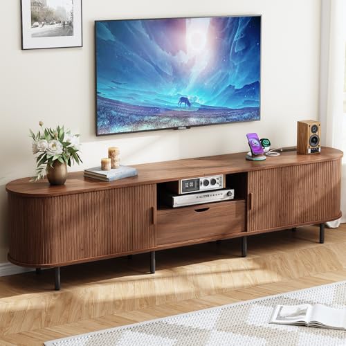 ONBRILL 86.6' TV Stand with Power Outlet for TVs up to 90', Entertainment Center with Storage and...