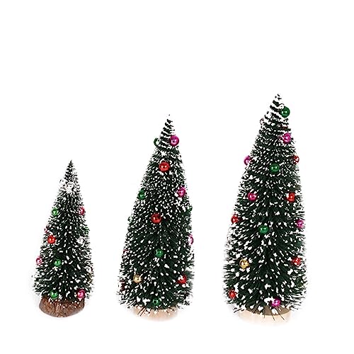 Alipis Cenas natalícias em miniatura árvore de sisal gelado mini árvore de mesa árvore de sisal de Natal decoração de secretária árvore gelado de neve agulhas de pinheiro bambu exterior
