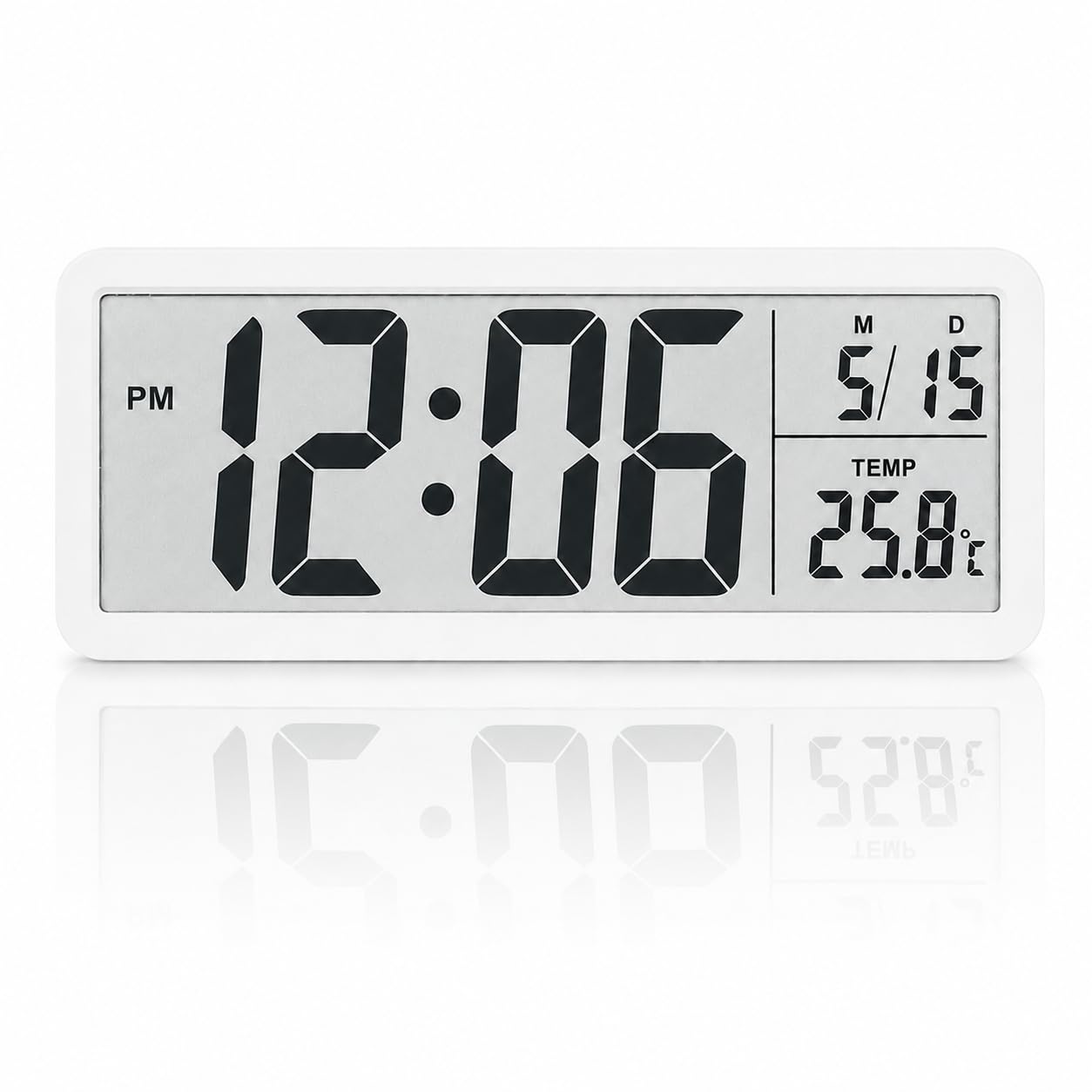 Vpukveer Large Digital Wall Clock, 8-Inch LCD Display with Jumbo Numbers